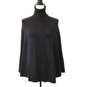 INC INTERNATIONAL CONCEPTS SILK BLEND BLACK TURTLENECK SWEATER PONCHO PETITE SM